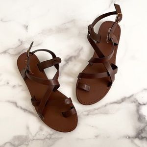 Pierre Dumas Brown Strappy Flat Sandals Size 8